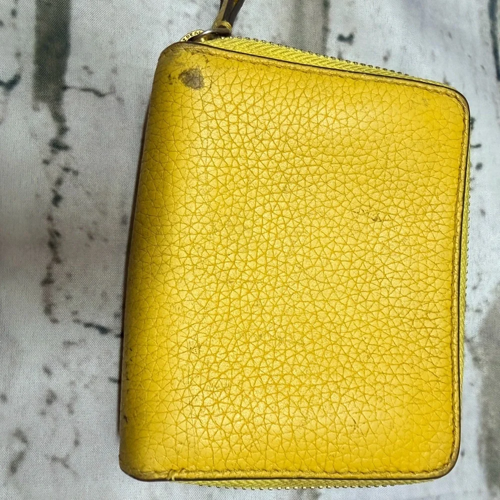 Tory Burch Bright Yellow Pebbled‎ Leather Zip-Around Wallet